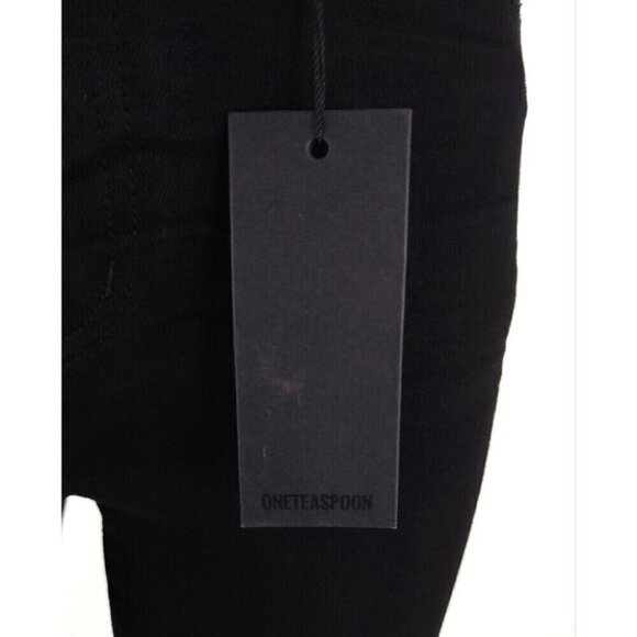 One Teaspoon High Waist FreeBird Skinny Jeans 29R Black Punk Distressed Nwt - Picture 11 of 16